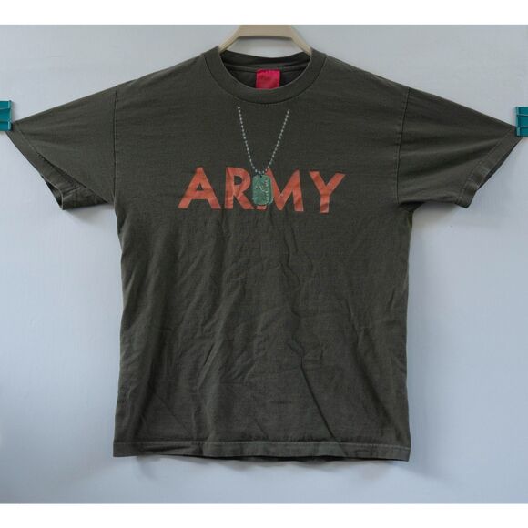 Aloha Army Dog Tags Green T-Shirt Men's Size L - Picture 1 of 6